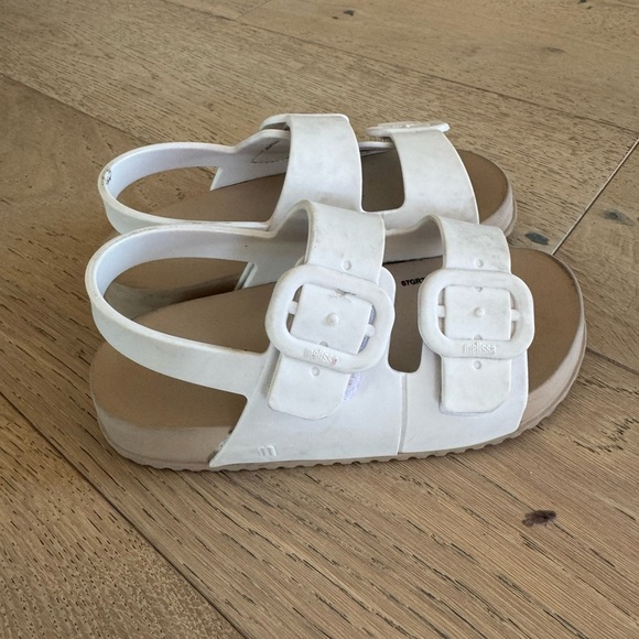 Mini Melissa cozy sandals white tan size 11 - Picture 1 of 5